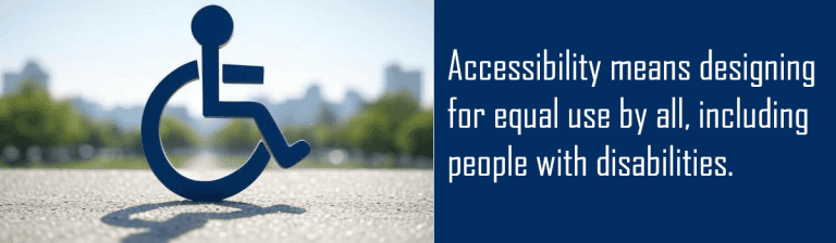 Wheelchair accessible icon representing inclusion and ADA compliance for virtual office services.