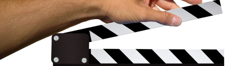 Clapperboard for virtual office branding and marketing images.